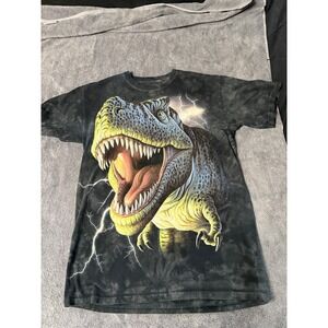The‎ Mountain T-Rex Lightning Graphic T-Shirt Mens Medium Black Tie Dye Dinosaur